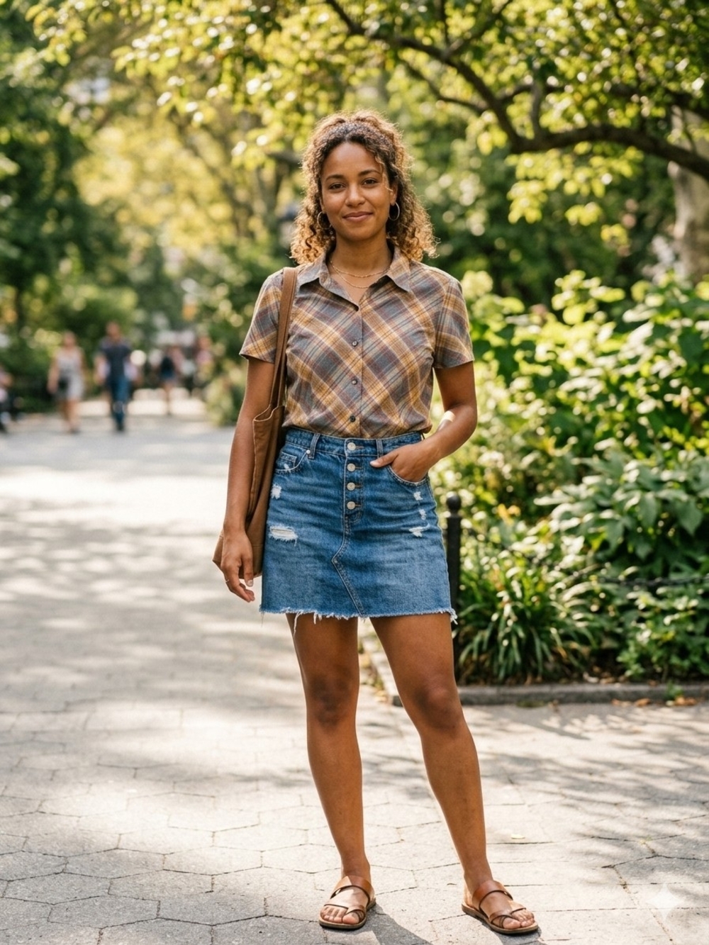 Saks Fifth Avenue Real Clothes Plaid Linen Shirt - Mustard, Rust & Navy